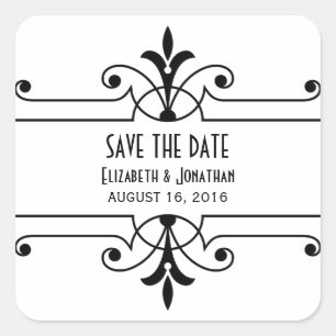 Ebony v2 Fancy Ornamental Save the Date Stickers