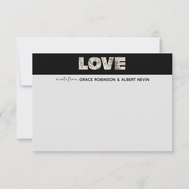 Ebony Vanilla Strawberry Hydrangeas Thank You Card (Front)