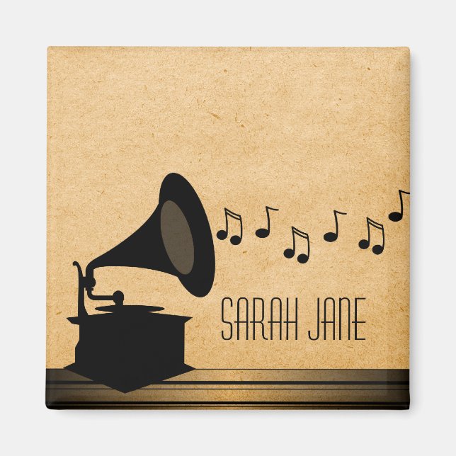 Ebony Vintage Gramophone Magnet (Front)
