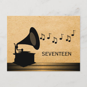 Ebony Vintage Gramophone Table Postcard