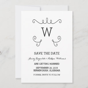 Ebony Whimsical Flourish Save the Date Invite