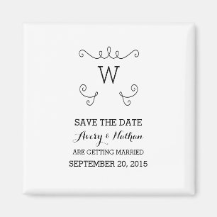 Ebony Whimsical Flourish Save the Date Magnet