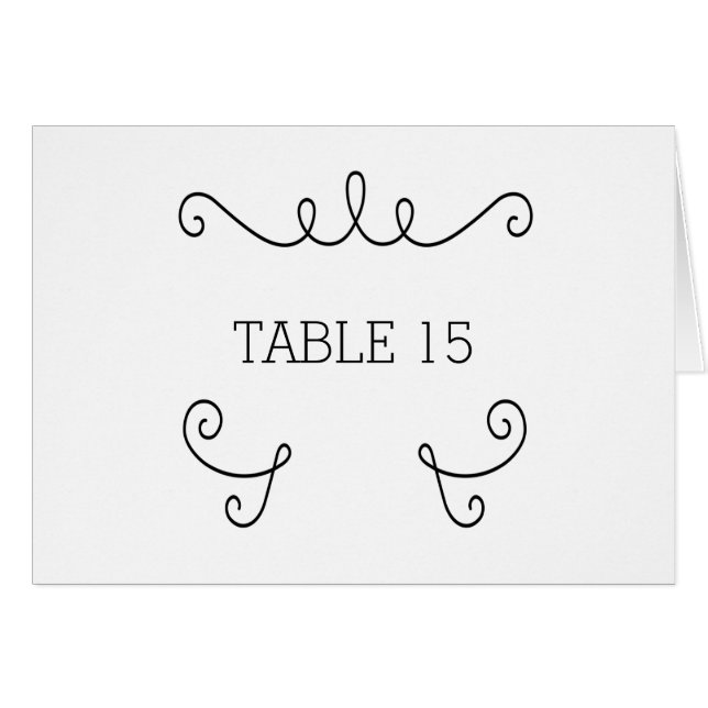 Ebony Whimsical Flourish Table Number Card (Front Horizontal)