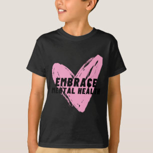 Ebrace Mental Health Pink Heart Sticker T-Shirt