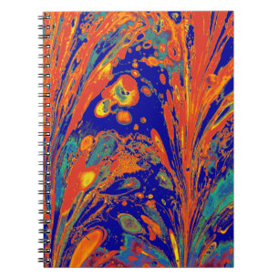 Ebru Marbling Art with Flower Patterns. Abstract B Notebook
