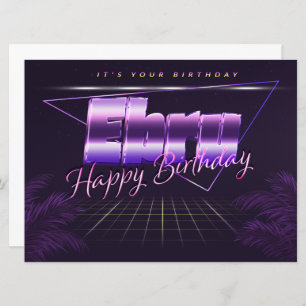 Ebru Name First name lila retro Map Birthday Card