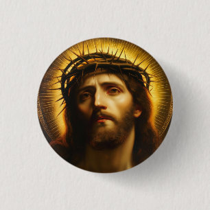 Ecce Homo Jesus Christ with Crown of Thorns 3 Cm Round Badge