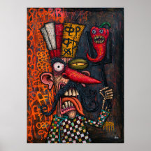 Eccentric Chef with Grinning Monster Chilli Pepper