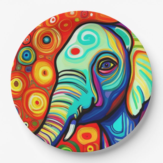 Eccentric Elephant Paper Plate (Front)
