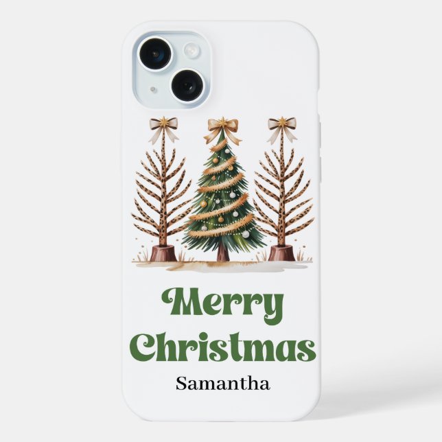 Eccentric leopard Christmas trees personalised  iPhone Case (Back)