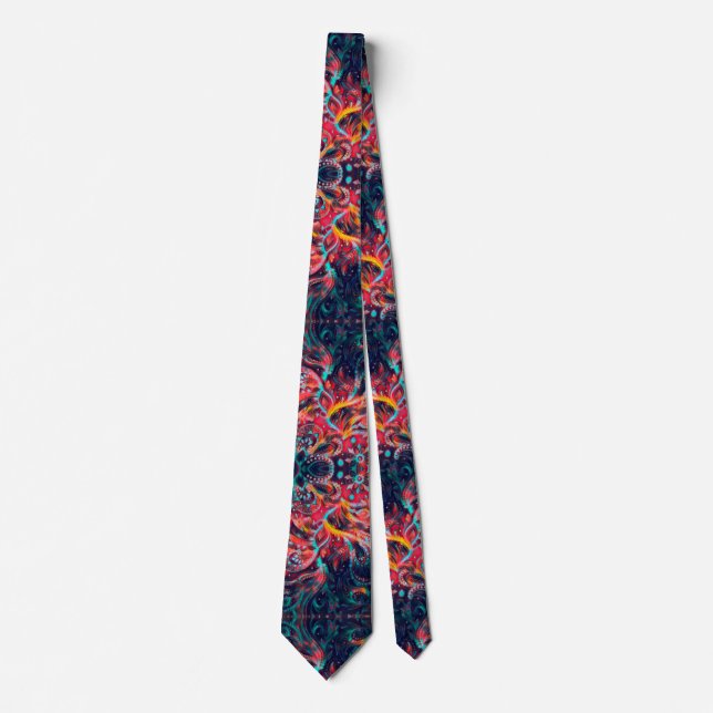 Eccentric Phoenix Satin Paisley Neck Tie (Front)