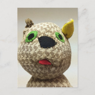 Eccentric Tongue-Out Stuffed Cat Postcard