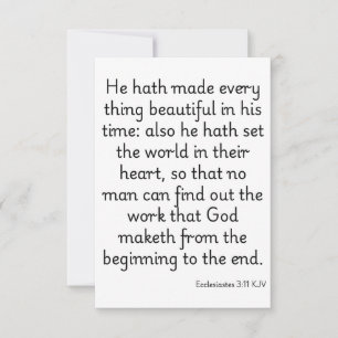 Ecclesiastes 3:11 KJV Bible Verse Greeting Card