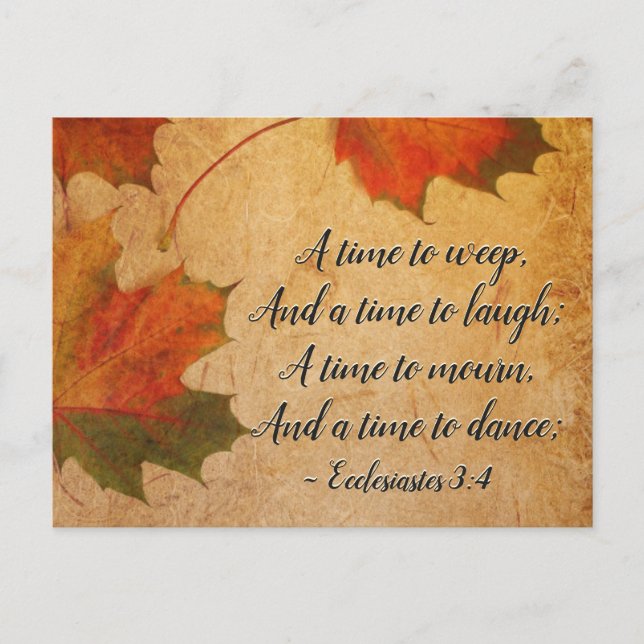 Ecclesiastes 3:4 A time to weep, A time to laugh, Postcard (Front)