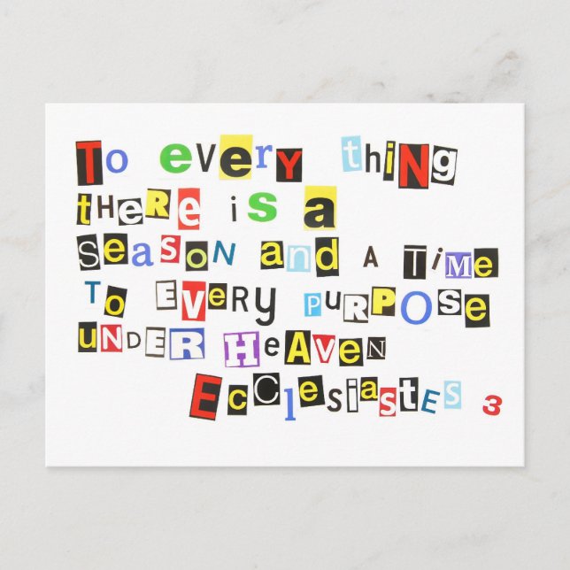 Ecclesiates 3 Ransom Note Style Postcard (Front)