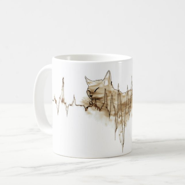ECG Coffee Stain Art Nursing Cat Coffee Mug (Front Left)