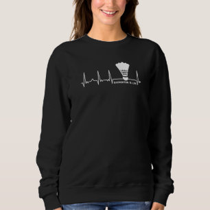 Ecg Heartbeat Badminton Player Shuttlecock Sports  Sweatshirt