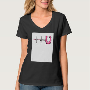 Ecg Heartbeat Graphic Horse Lover Equestrian Rider T-Shirt
