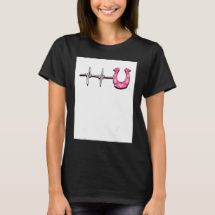 Ecg Heartbeat Graphic Horse Lover Equestrian Rider T-Shirt