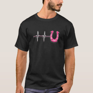Ecg Heartbeat Graphic Horse Lover Equestrian Rider T-Shirt