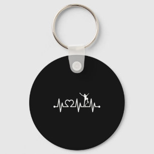 Ecg Pulse Heartbeat With Heart Skateboarding Key Ring