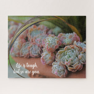 Echeveria Rose Succulent Life is Tough Jigsaw Puzzle