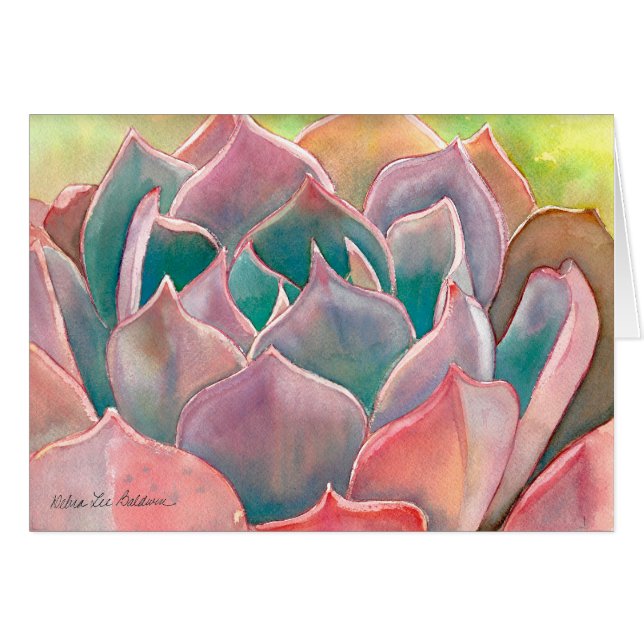 Echeveria watercolor Card by Debra Lee Baldwin (Front Horizontal)
