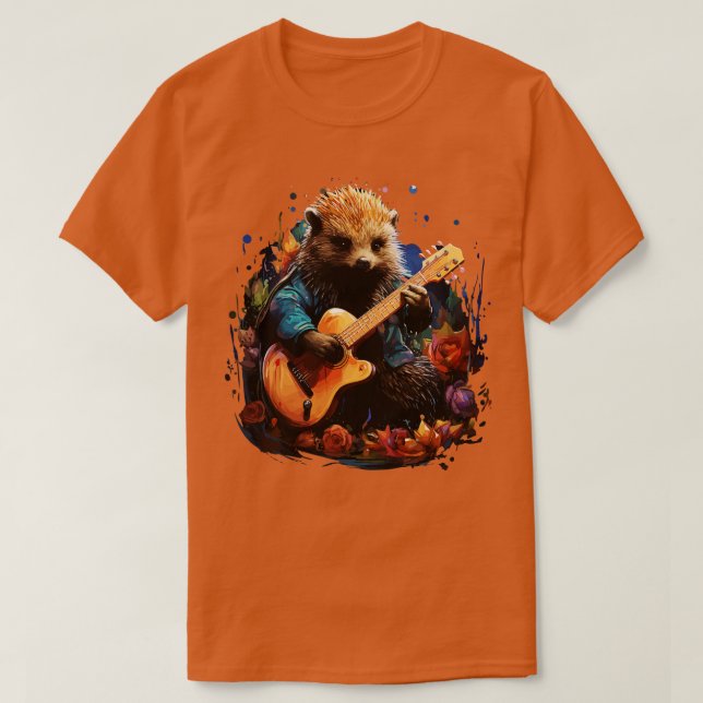 Echidna Playing Guitar T-Shirt (Design Front)