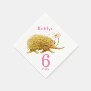 Echidna watercolor art 6th Birthday napkins
