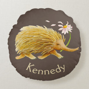 Echidna watercolor whimsical art pillow