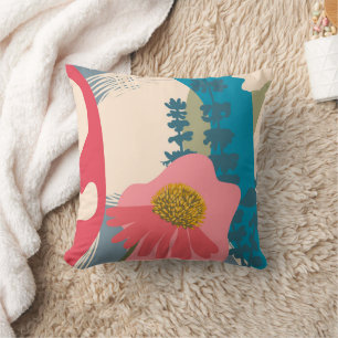 Echinacea Abstract Artistic Modern Colour Blocks Cushion