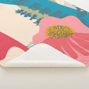Echinacea Abstract Artistic Modern Colour Blocks Sherpa Blanket