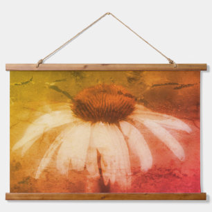 Echinacea Coneflower Daisy Distressed Hanging Tapestry