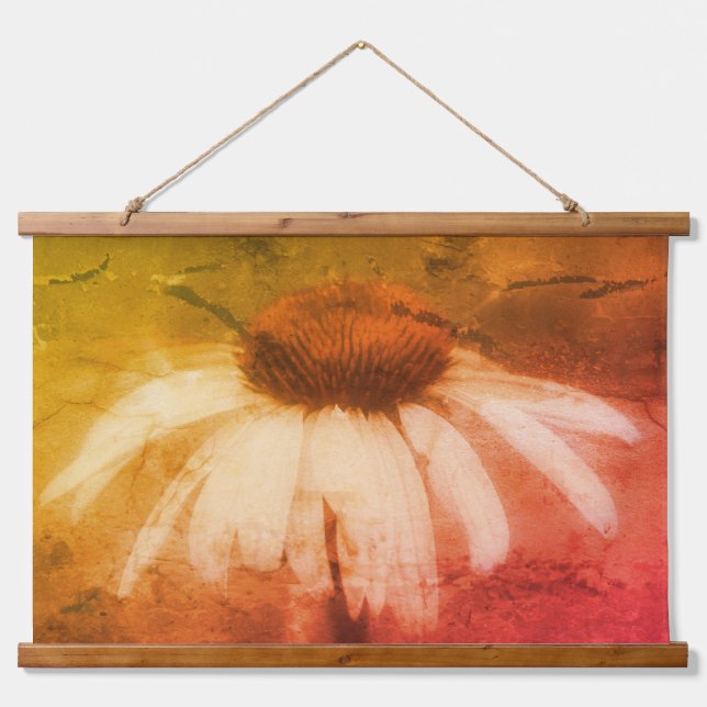 Echinacea Coneflower Daisy Distressed Hanging Tapestry (Front)