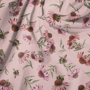 Echinacea Coneflowers Pink Seamless pattern Fabric