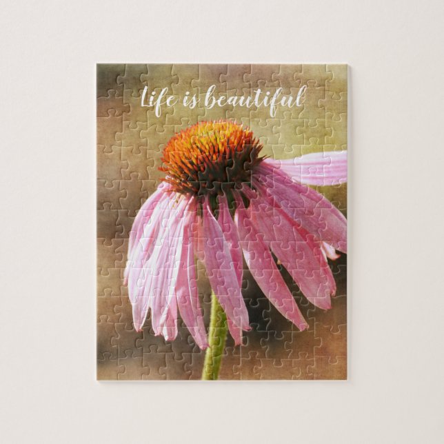 Echinacea Flower Inspirational Quote Jigsaw Puzzle (Vertical)