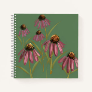 Echinacea Flower Notebook - Muted green and pink