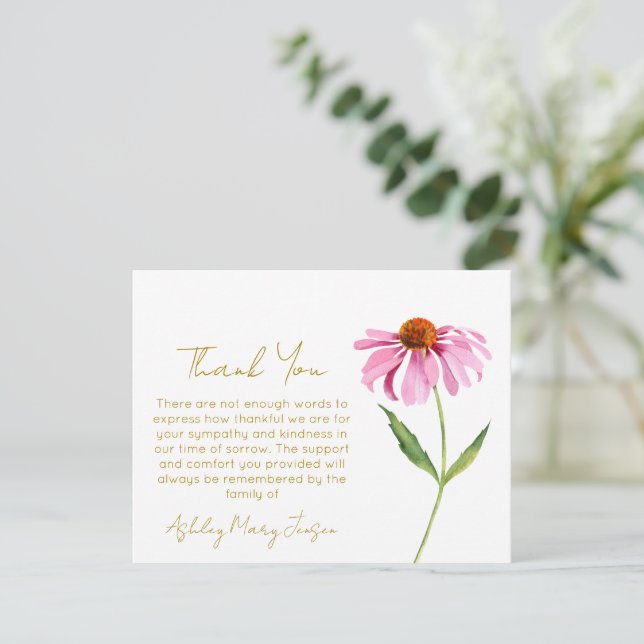 Echinacea | Funeral Thank You Card Bereavement  (Standing Front)