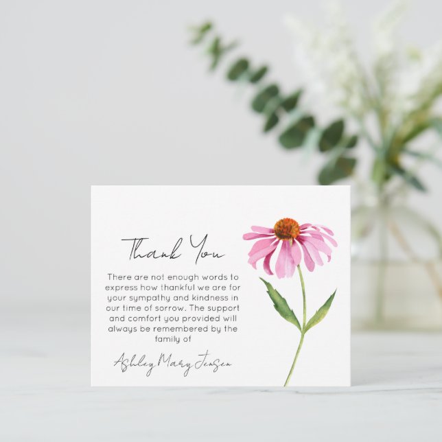Echinacea | Funeral Thank You Card Bereavement  (Standing Front)