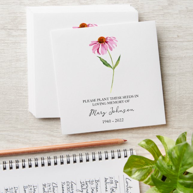 Echinacea Memorial Funeral Seed Envelope (Stacked)