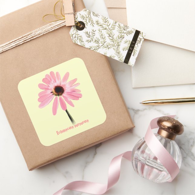 Echinacea purpurea square sticker (Gifting)