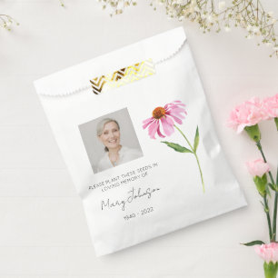 Echinacea Simple Photo Funeral Seed Favour Bags