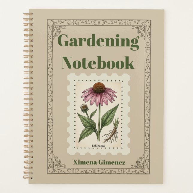 Echinacea Vintage Botanical Gardening Journal Planner (Front)