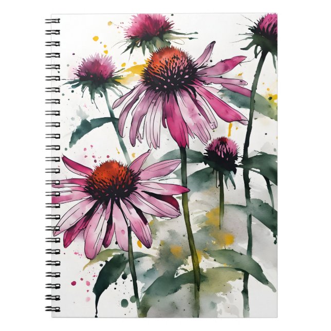Echinacea - Watercolor flowers Notebook (Front)