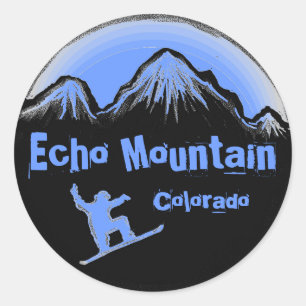 Echo Mountain Colorado blue snowboarder stickers