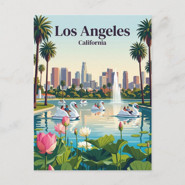 Echo Park Lake California Postcard (Front)