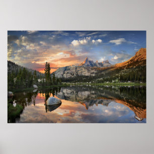 Echo Peaks Sunset from Echo Lake - Yosemite Poster