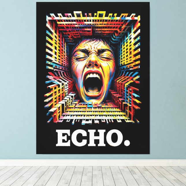 Echo Scream Geometric Tunnel Dramatic Pop Art Canvas Print (Insitu(Wood Floor))
