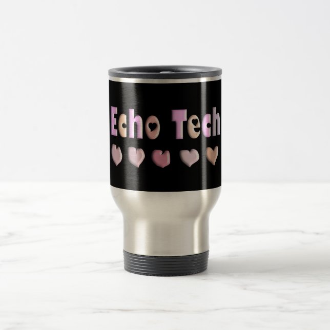 Echo Tech PINK HEARTS Design Gifts Travel Mug (Center)