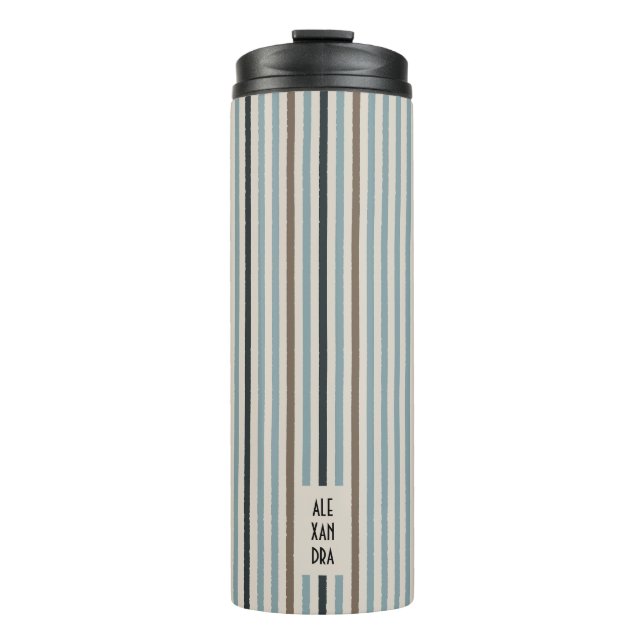 Echo Trails Custom Thermal Tumbler – Blue Stripes (Front)